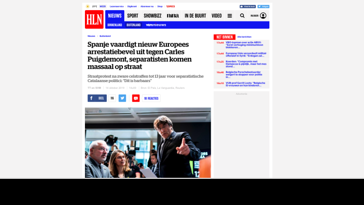 Capçalera del diari belga 'Het Laatste Nieuws'