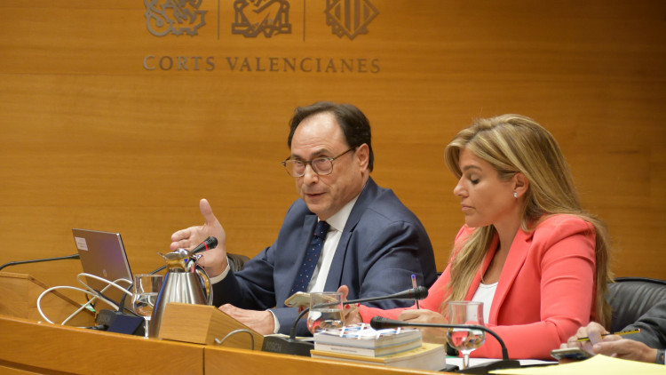 El conseller d'Hisenda, el socialista Vicent Soler, durant la seua intervenció a les Corts| Corts Valencianes