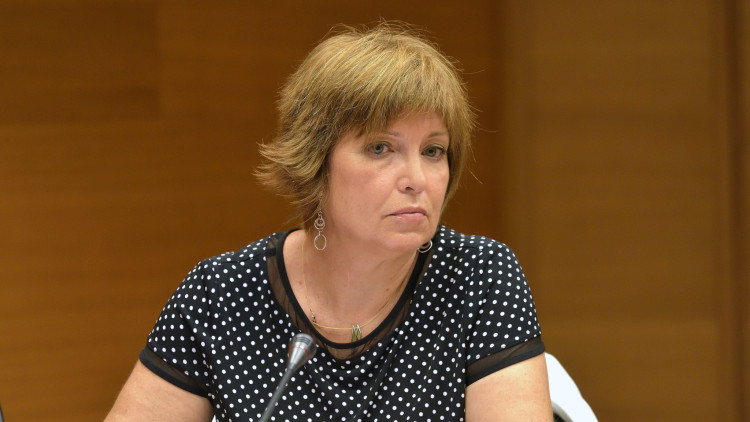 Empar Marco, directora de la nova RTVV, durant la seua intervenció d'aquest dilluns a les Corts Valenciana. Corts Valencianes