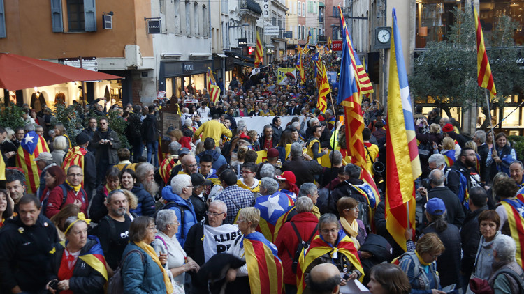 Pla obert de la manifestació a favor dels Països Catalans que s'ha celebrat a Perpinyà el 10 de novembre de 2018. Agència Catalana de Notícies