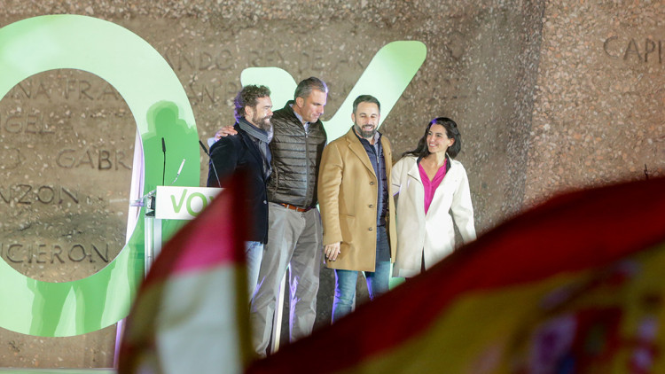 Els líders de Vox tanquen un acte de campanya. Europa Press