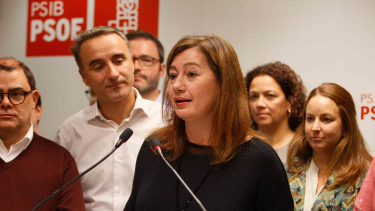 Francina Armengol compareix durant la nit electoral. Europa Press