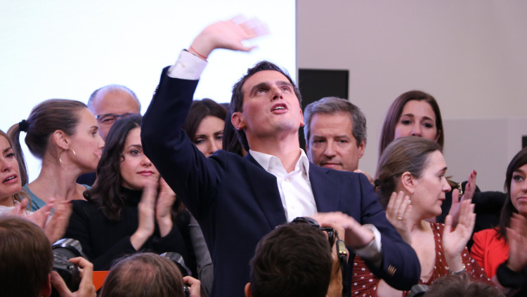 Albert Rivera en la roda de premsa del seu comiat. Agència Catalana de Notícies