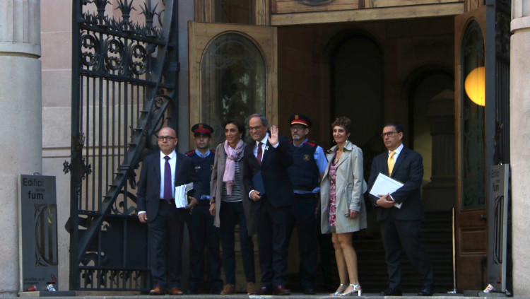 Quim Torra a l'eixida del TSJC quan va declarar el 15 de maig d'aquest any. Agència Catalana de Notícies