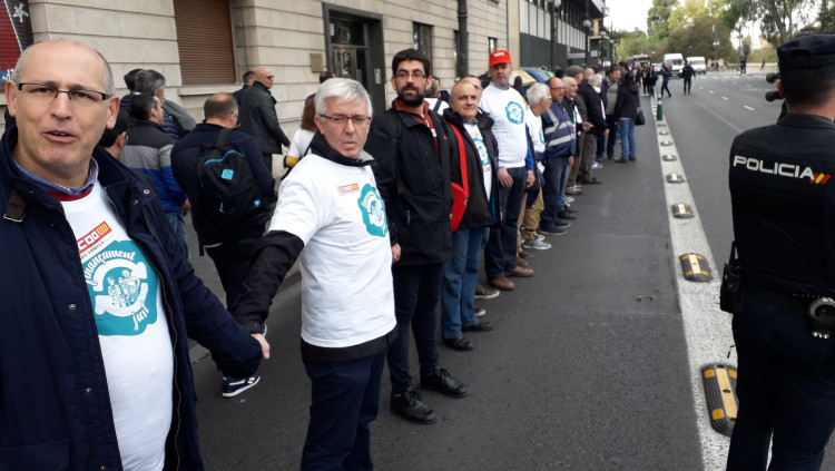 Imatge de la cadena humana contra l'infrafinançament/CCOO-PV