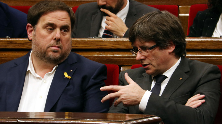 Oriol Junqueras i Carles Puigdemont en una imatge d'arxiu. Agència Catalana de Notícies