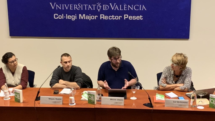 Ángeles Pedraza, Miquel Ramos, Miguel Urbán i Llum Quiñonero a la presentació del llibre| Estefania Blanes