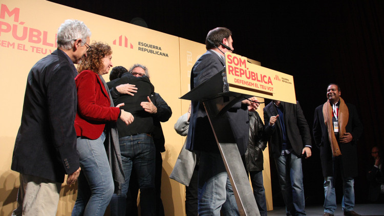 Acte d'Esquerra Republicana posterior a les eleccions estatals del 20 de desembre de 2015. Agència Catalana de Notícies