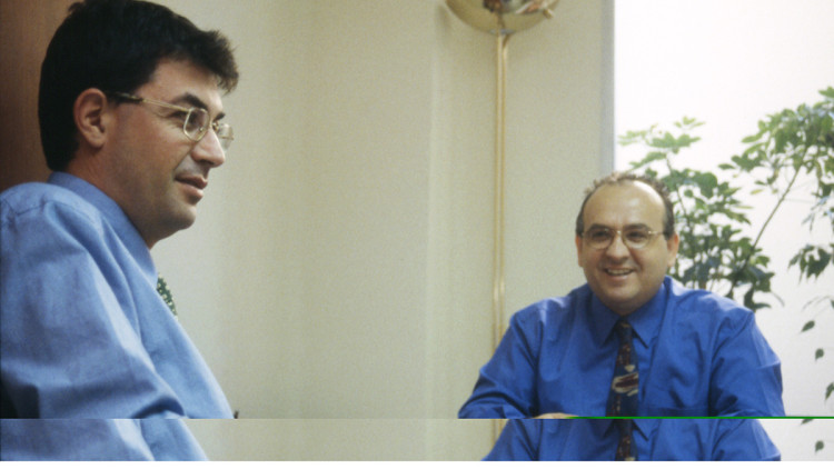 Enric Morera i Pere Mayor el 1998. Rafa Gil / Arxiu EL TEMPS