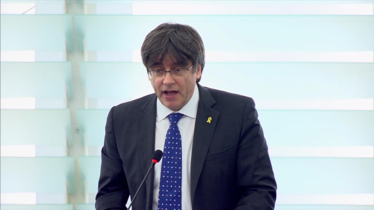 Carles Puigdemont s'adreça als eurodiputats des del Parlament Europeu. Europa Press