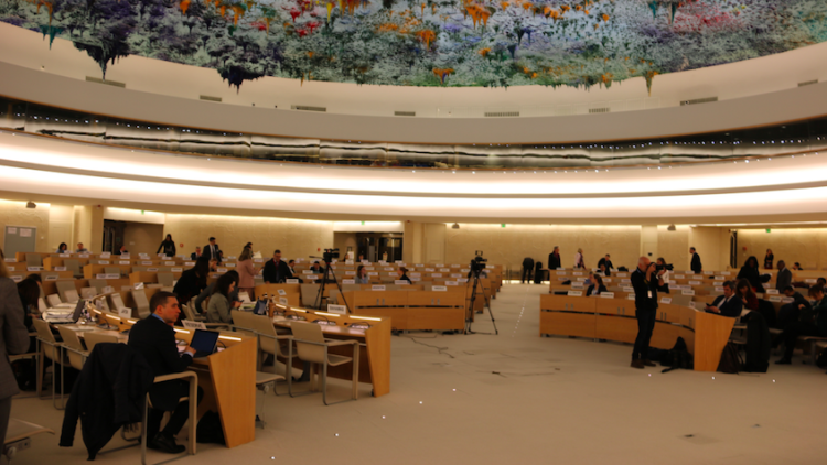Seu del Consell de Drets Humans de l'ONU durant l'exàmen. ACN