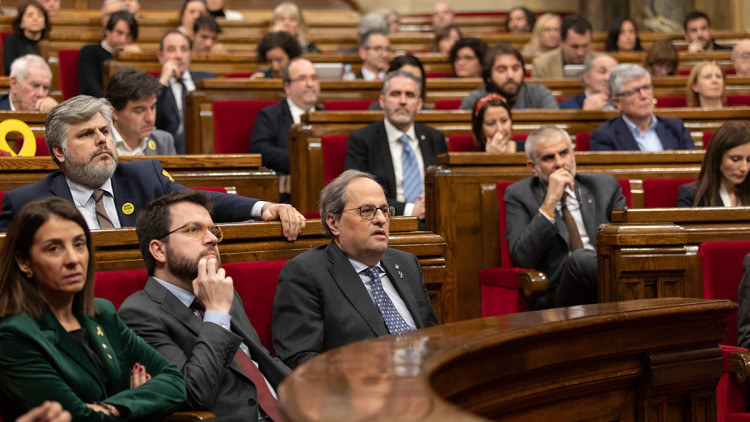 Quim Torra i Pere Aragonès al Parlament de Catalunya en el ple del passat dilluns. Agència Catalana de Notícies