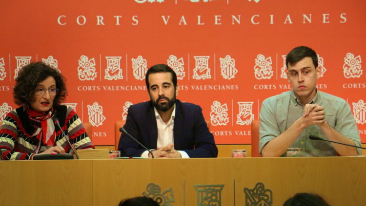 Graciel Ferrer, de Compromís; José Muñoz, del PSPV, i Ferran Martínez, d'Unides Podem