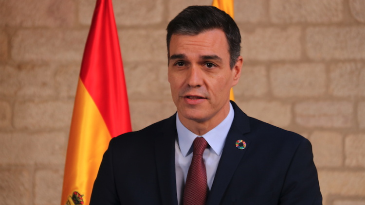 Pedro Sánchez en la seva intervenció al Palau de la Generalitat després de la reunió amb Torra. ACN