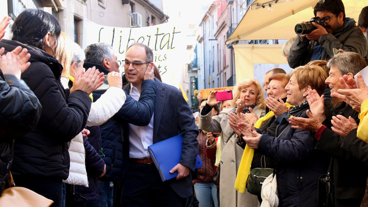 Jordi Turull, ovacionat el seu primer dia amb semillibertat. Agència Catalana de Notícies