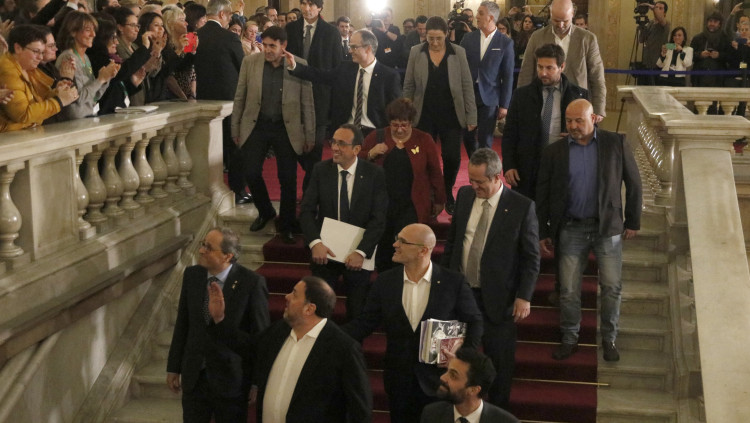 Els presos polítics se'n van del Parlament després d'haver assistit a la comissió del 155. Agència Catalana de Notícies