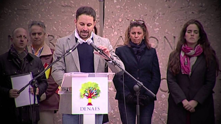 Santiago Abascal, actualment líder de Vox, en un acte de la Fundació Denaes durant la seua presidència| Fundación Denaes