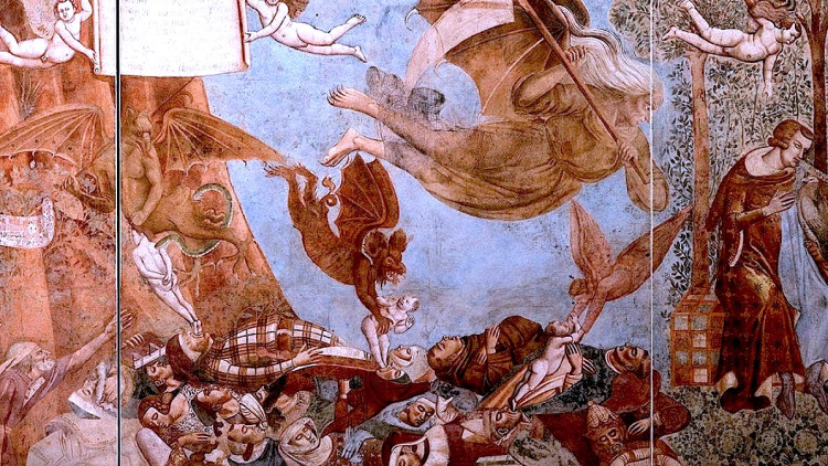 Buonamico Buffalmaco, detall del Triomf de la mort, murals del Camposanto de Pisa, segon quart del segle XIV
