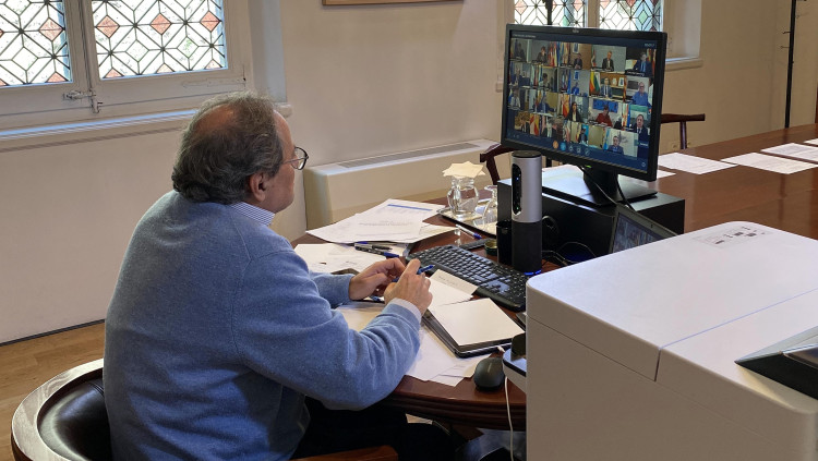 Quim Torra en una reunió telemàtica amb els presidents autonòmics. Agència Catalana de Notícies
