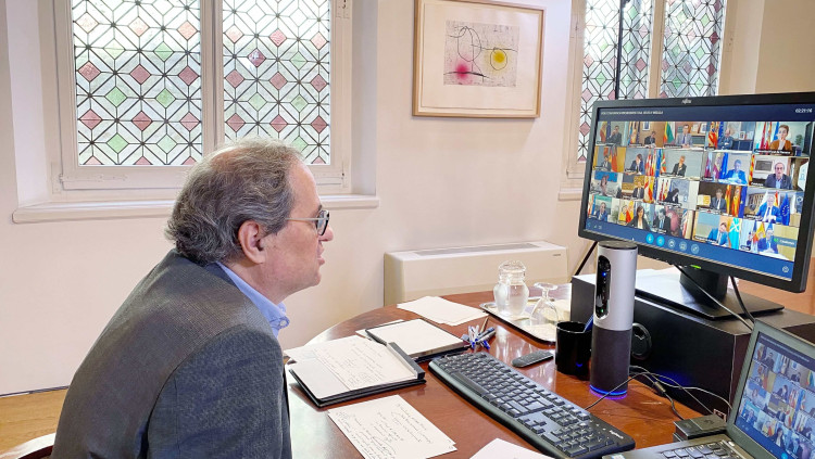 Quim Torra en la reunió telemàtica amb presidents autonòmics. Agència Catalana de Notícies