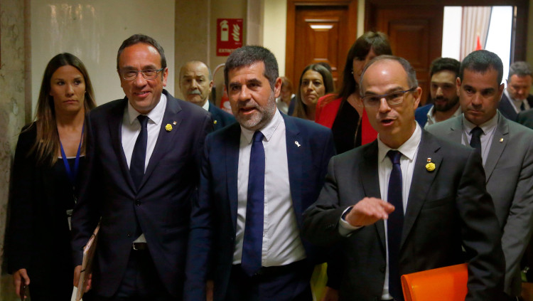 Josep Rull, Jordi Sànchez i Jordi Turull. Agència Catalana de Notícies