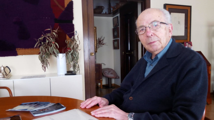 Josep Puig Torné a casa seva l’any 2017. Imatge: Francesc Marco-Palau.