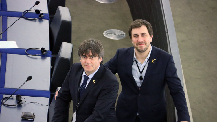 Carles Puigdemont i Toni Comín al Parlament Europeu. Agència Catalana de Notícies