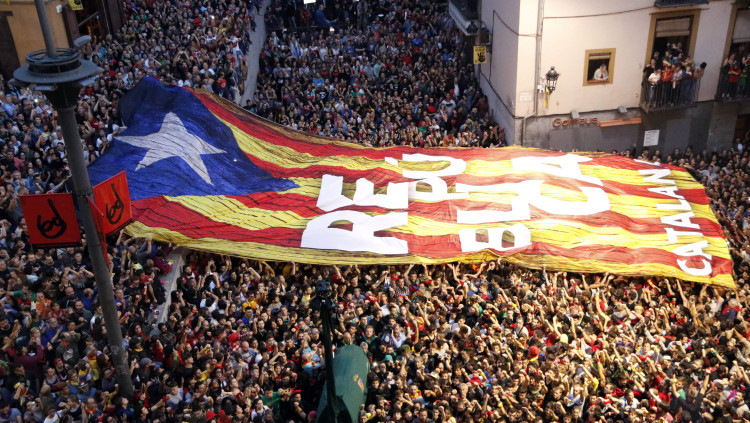 Estelada desplegada per l'ANC a Berga. Agència Catalana de Notícies