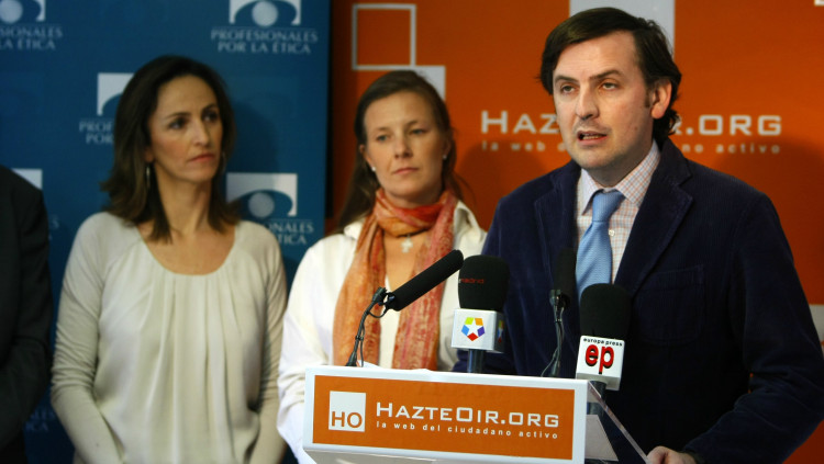 Roda de premsa del col·lectiu contrari a l'avortament Hazte Oír. Europa Press