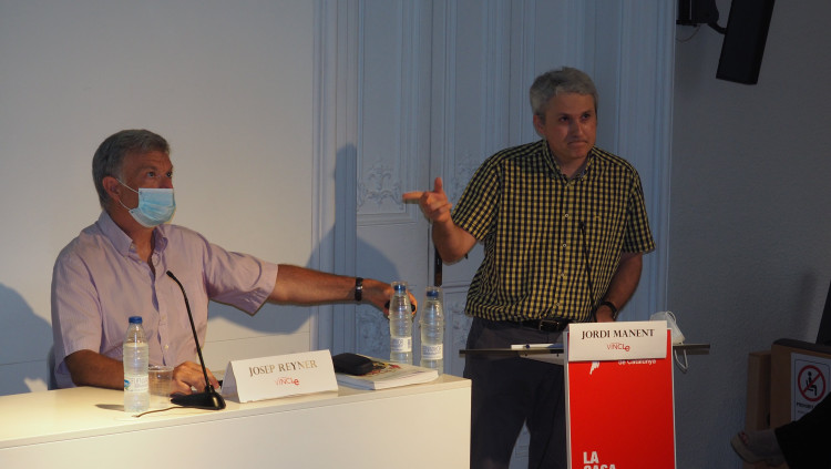 Josep Reyner i Jordi Manent en l'acte de presentació de l'informe Euromedi