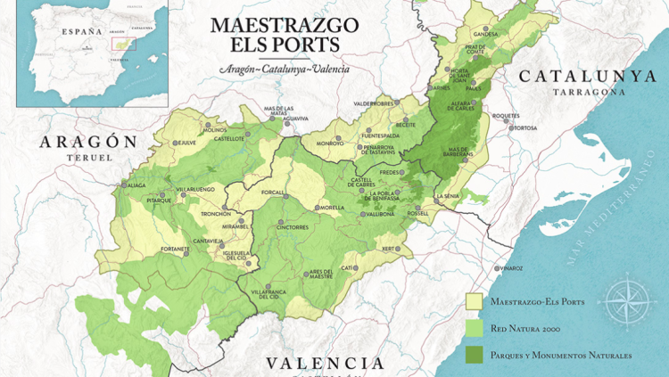 La iniciativa Maestrazgo-Els Ports afecta territoris del nord del País Valencià i el sud de Catalunya i l'Aragó. INICIATIVA MAESTRAZGO-ELS PORTS
