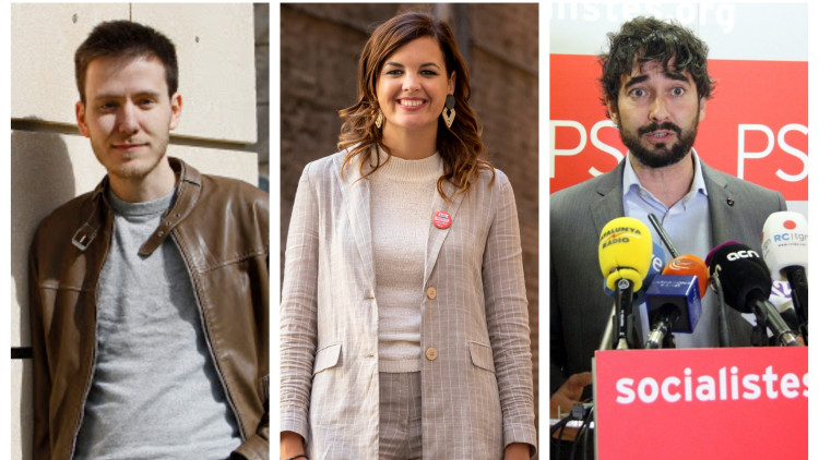 Ares Fernàndez, Sandra Gómez i Carles Castillo, membres del PSC i del PSOE que han qüestionat la monarquia