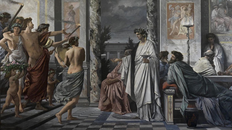 El banquet de Plató i l’arribada d’Alcibíades. Pintura d’ Anselm Feuerbach