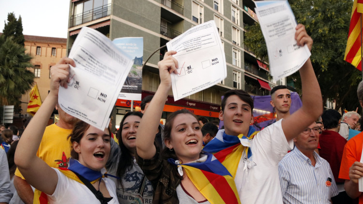 Imatge de manifestants el 20 de setembre de 2017 a Tarragona. Agència Catalana de Notícies