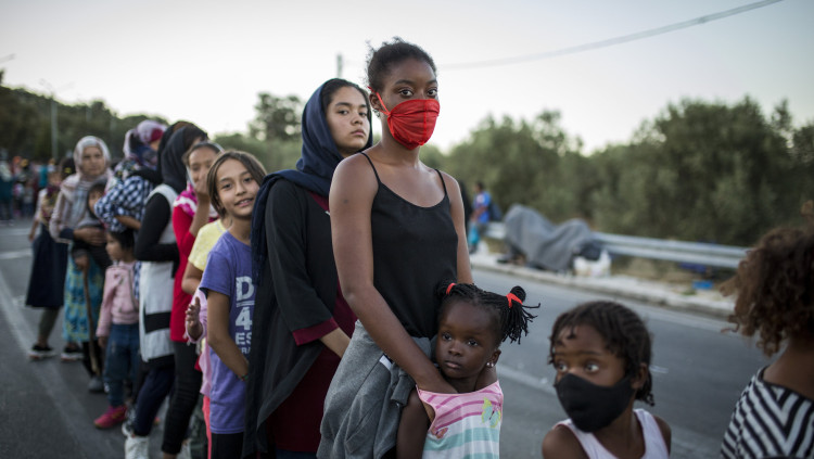 Grup de refugiats a Mória. Europa Press