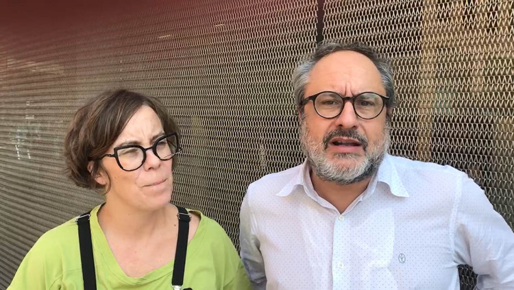 Antonio Baños i Eulàlia Reguant a la ciutat de la Justícia. Agència Catalana de Notícies