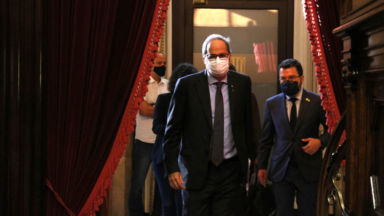 Quim Torra i Pere Aragonès al Parlament de Catalunya. Agència Catalana de Notícies