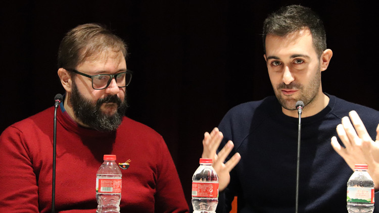Joan Magrané, a la dreta, al costat del músic Marc Rosich. Agència Catalana de Notícies