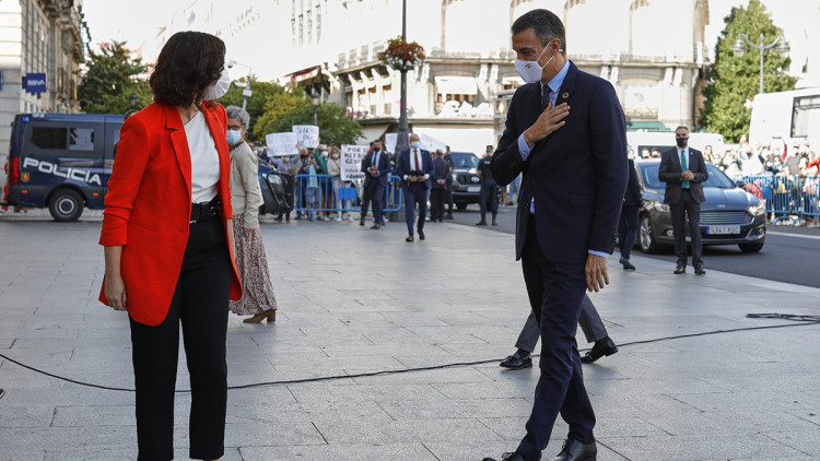 Trobada entre Pedro Sánchez i Isabel Díaz Ayuso. Europa Press