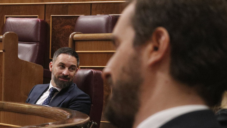Pablo Casado i Santiago Abascal al Congrés. Europa Press
