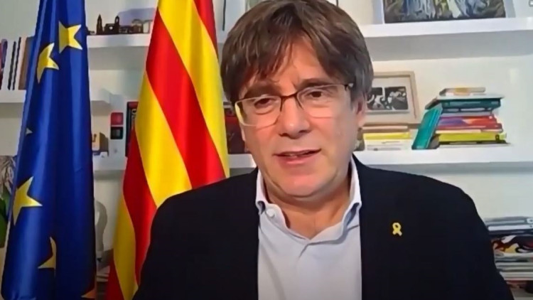 El president a l'exili, Carles Puigdemont, intervé en el congrés fundacional de Junts per Catalunya. Europa Press