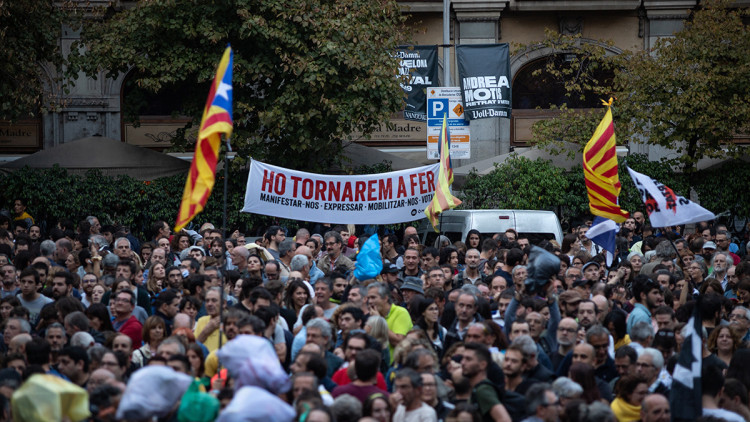 Manifestació contra la sentència del 14 d'octubre de 2019. Europa Press