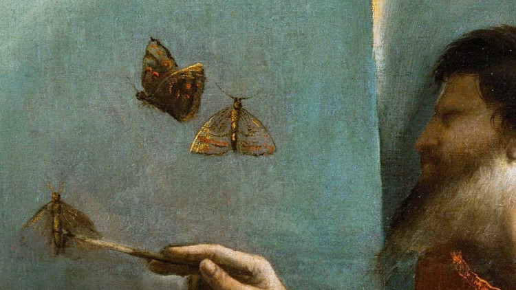 Dosso Dossi, detall de Júpiter pintant papallones, v. 1523-24, Castell del Wawel, Cracovia