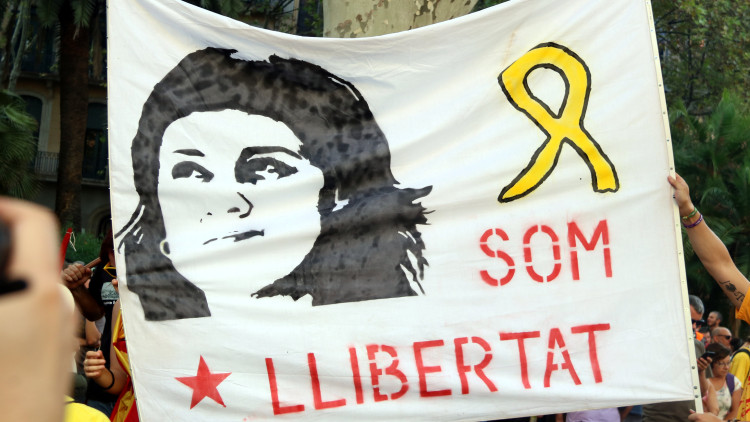 Pancarta de suport a Anna Gabriel. Agència Catalana de Notícies