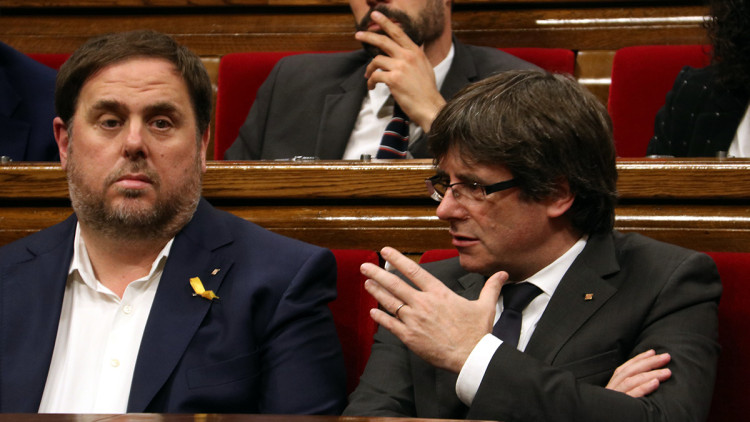 El vicepresident Oriol Junqueras i el president Carles Puigdemont en una imatge d'arxiu. Agència Catalana de Notícies