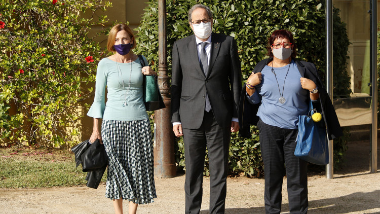 Carme Forcadell i Dolors Bassa, amb el president Quim Torra. Agència Catalana de Notícies