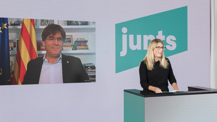 La vicepresidenta de JxCat Elsa Artadi, durant la cloenda del congrés fundacional del partit, el 4 d'octubre de 2020. Agència Catalana de Notícies
