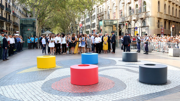 El mural de Joan Miró, a la Rambla, una de les zones dels fets del 17 d'agost de 2017. Agència Catalana de Notícies