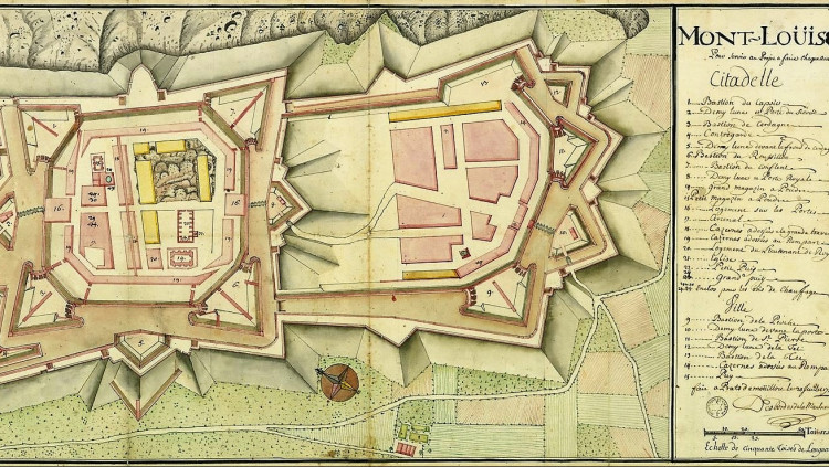 Planta de la ciutadella i vila de Montlluís al segle XVIII. Archives Nationales de France