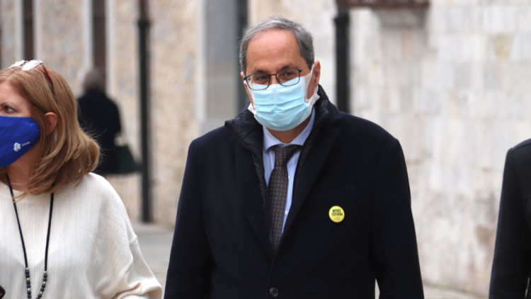 El president de la Generalitat, Quim Torra, arribant a l'auditori Josep Irla de Girona. Agència Catalana de Notícies